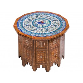 FLORAL An old polygonal mother of pearl inlaid table  ;50;73;;;