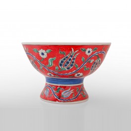 BOWL Basin on high foot with tulip and daisy pattern ;23;34