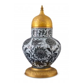 FLORAL Black and white jar with Tombak ;61;33;;;