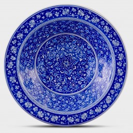 Blue and white deep plate with floral pattern ;;40;;; - ARTIST Adnan Ergüler  $i