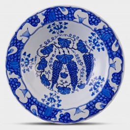 FLORAL Blue and white plate with grape pattern ;;36;;;