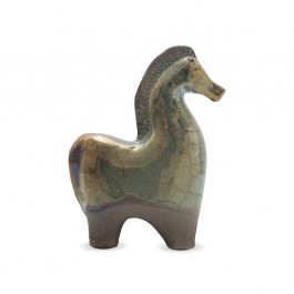 FIGURE & FIGURINE Handcrafted Olive Green Raku Horse Horse Figurine;20;16;;;