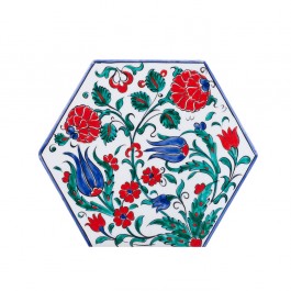 ARTIST Meliha Coşkun Hexagonal tile with leaves and flowers ;;22