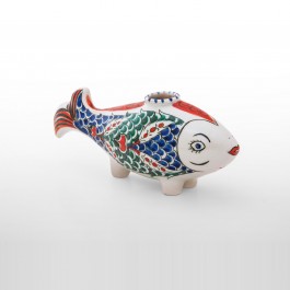 FIGURE & FIGURINE Pilgrims flask in fish figurine with scale pattern ;;;;;