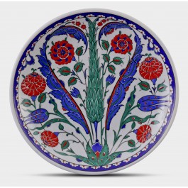 FLORAL Plate with Cypress tree and floral pattern ;;30;;;