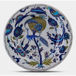 FLORAL Plate with peacock and floral pattern ;;40;;;