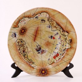 ARTIST Meliha Coşkun Plate with Pir'i Reis Map ;;