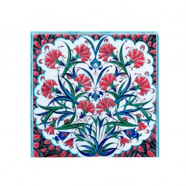 FLORAL Tile with carnations and saz leaves ;;20/25