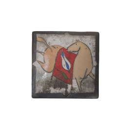 FIGURE & FIGURINE Tile with horse figure ;;