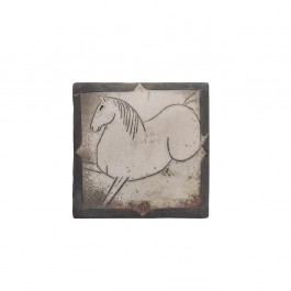 FIGURE & FIGURINE Tile with horse figure ;;
