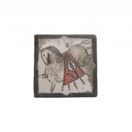 RAKU Tile with horse figure ;;
