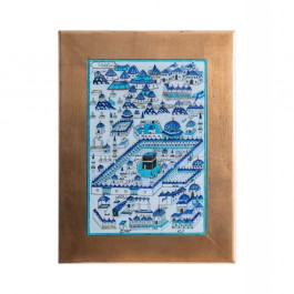 TILE & PANELS Tile with Kaaba miniature and gold frame Tile;62;42;Frame;82;62