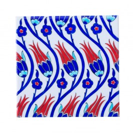 FLORAL Tile with s scroll tulip pattern ;;25