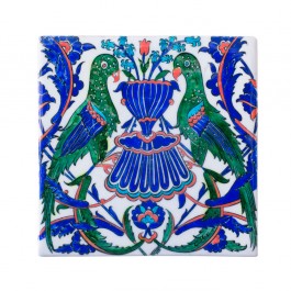 FIGURE & FIGURINE Tile with symmetrical bird composition ;;25