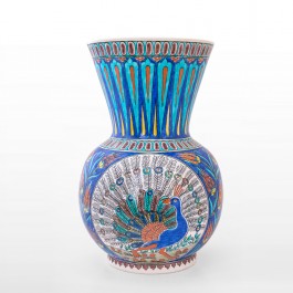 FIGURE & FIGURINE Vase with peacock figure and tulips ;43;30