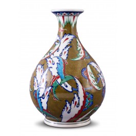 FLORAL Vase with reed leaves pattern ;27;15;;;